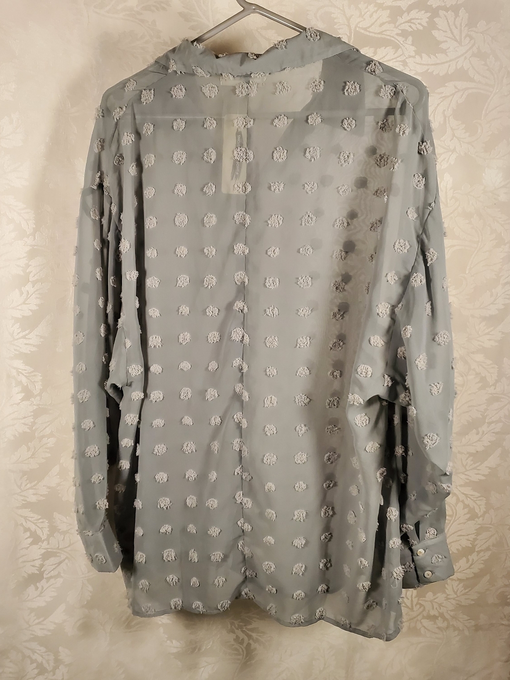 Impressions Light Blue Swiss Dot Button-Down Shirt - Picture 6 of 8